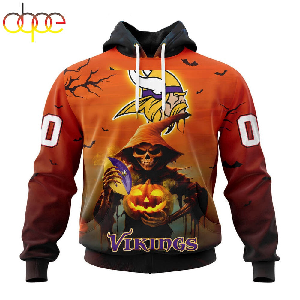 Custom Name And Number Minnesota Vikings Special Death Halloween Hoodie