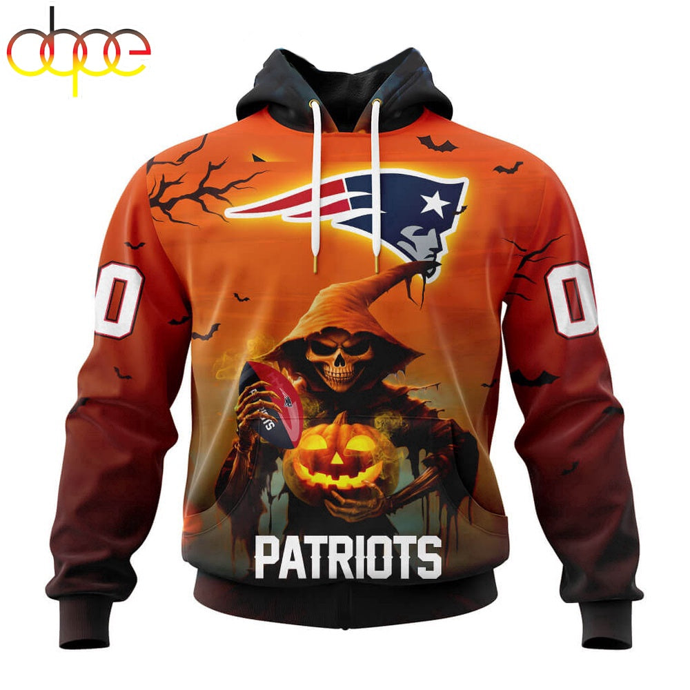 Custom Name And Number New England Patriots Special Death Halloween Hoodie