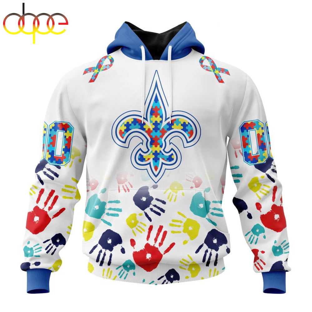 Custom Name And Number New Orleans Saints NFL Special Fearless Against Autism 3D Hoodie Shirt
