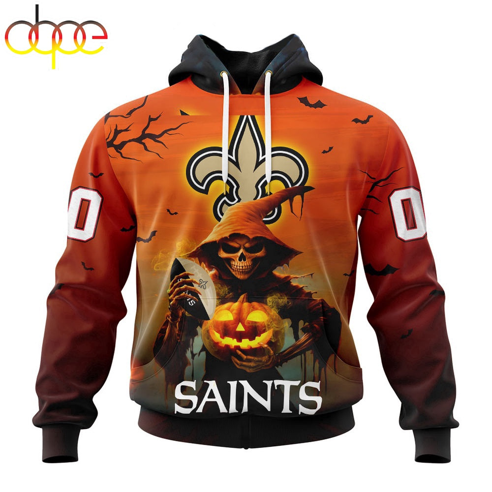 Custom Name And Number New Orleans Saints Special Death Halloween Hoodie