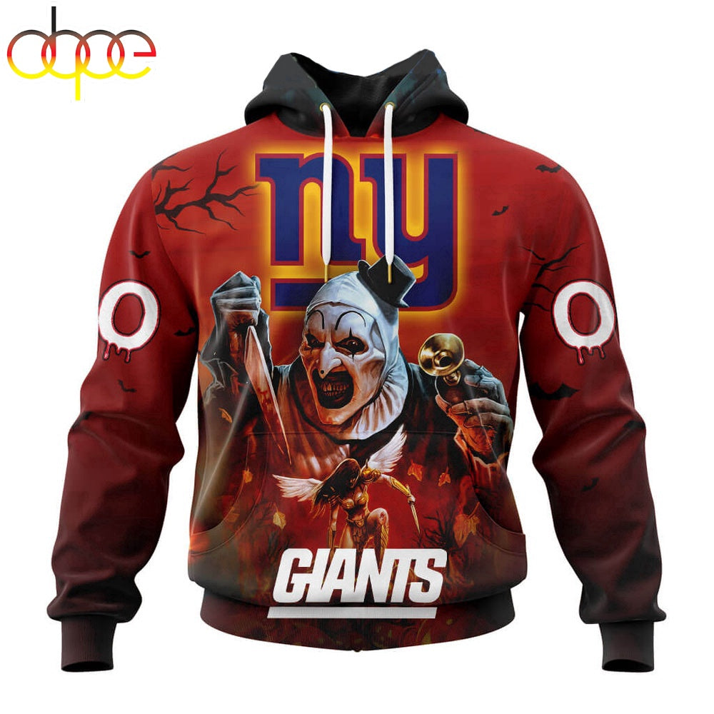 Custom Name And Number New York Giants Horror Terrifier Ghoulish Halloween Day Hoodie