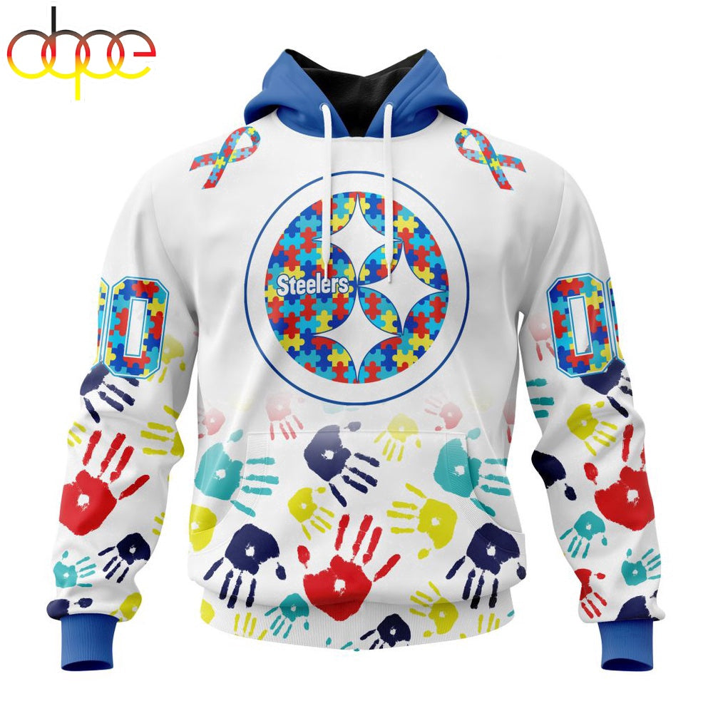 Custom Name And Number Pittsburgh Steelers NFL Special Fearless Against Autism 3D Hoodie Shirt