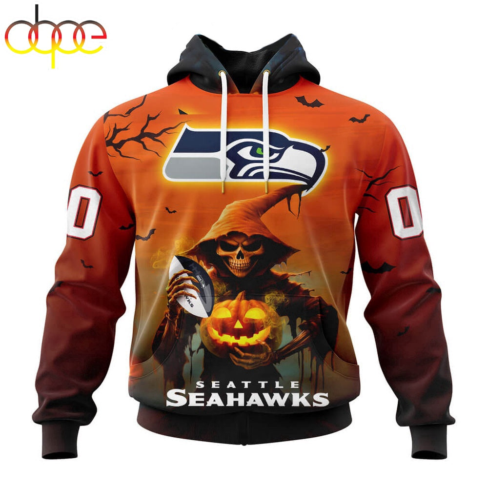 Custom Name And Number Seattle Seahawks Special Death Halloween Hoodie