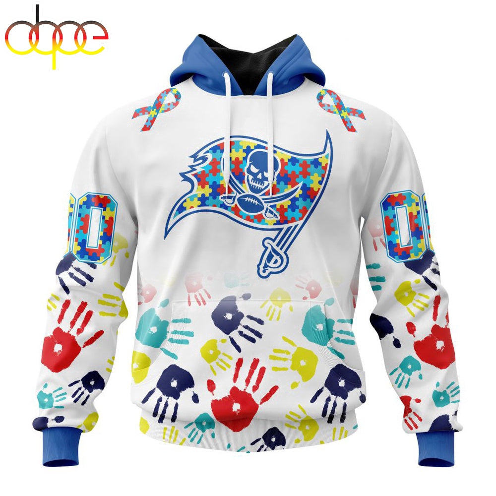 Custom Name And Number Tampa Bay Buccaneers NFL Special Fearless Against Autism 3D Hoodie Shirt