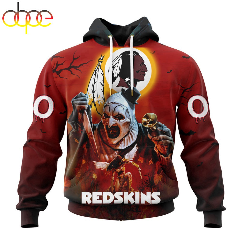 Custom Name And Number Washington Commanders Horror Terrifier Ghoulish Halloween Day Hoodie