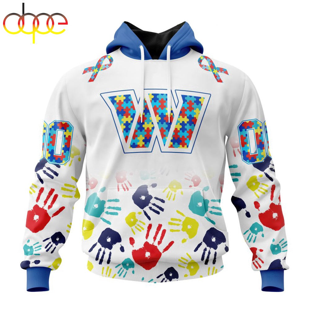 Custom Name And Number Washington Commanders NFL Special Fearless Against Autism 3D Hoodie Shirt