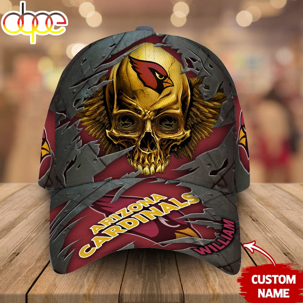 Custom Name Arizona Cardinals NFL Skull Baseball Cap