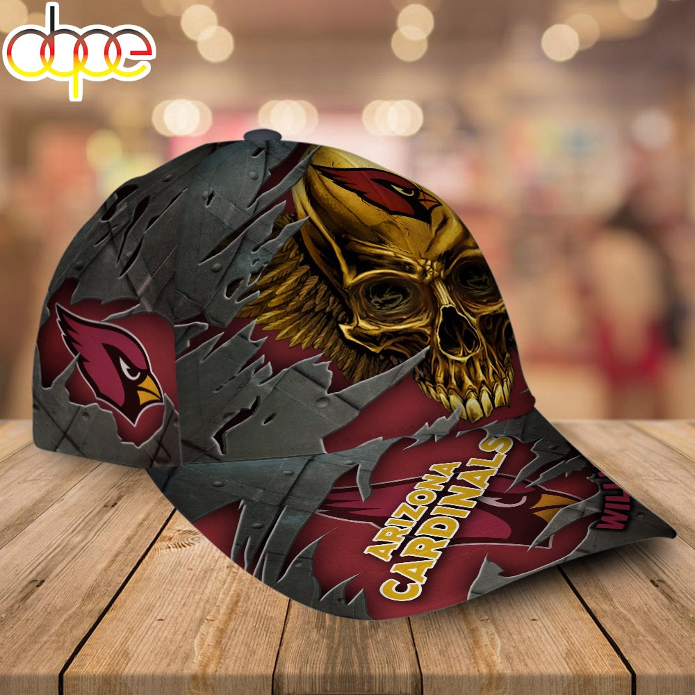 Custom Name Arizona Cardinals NFL Skull Baseball Cap