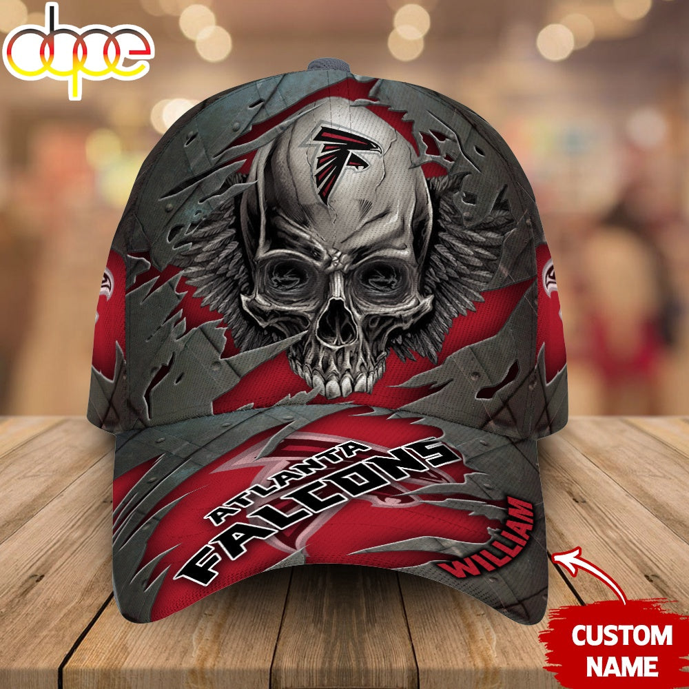 Custom Name Atlanta Falcons NFL Skull Baseball Cap