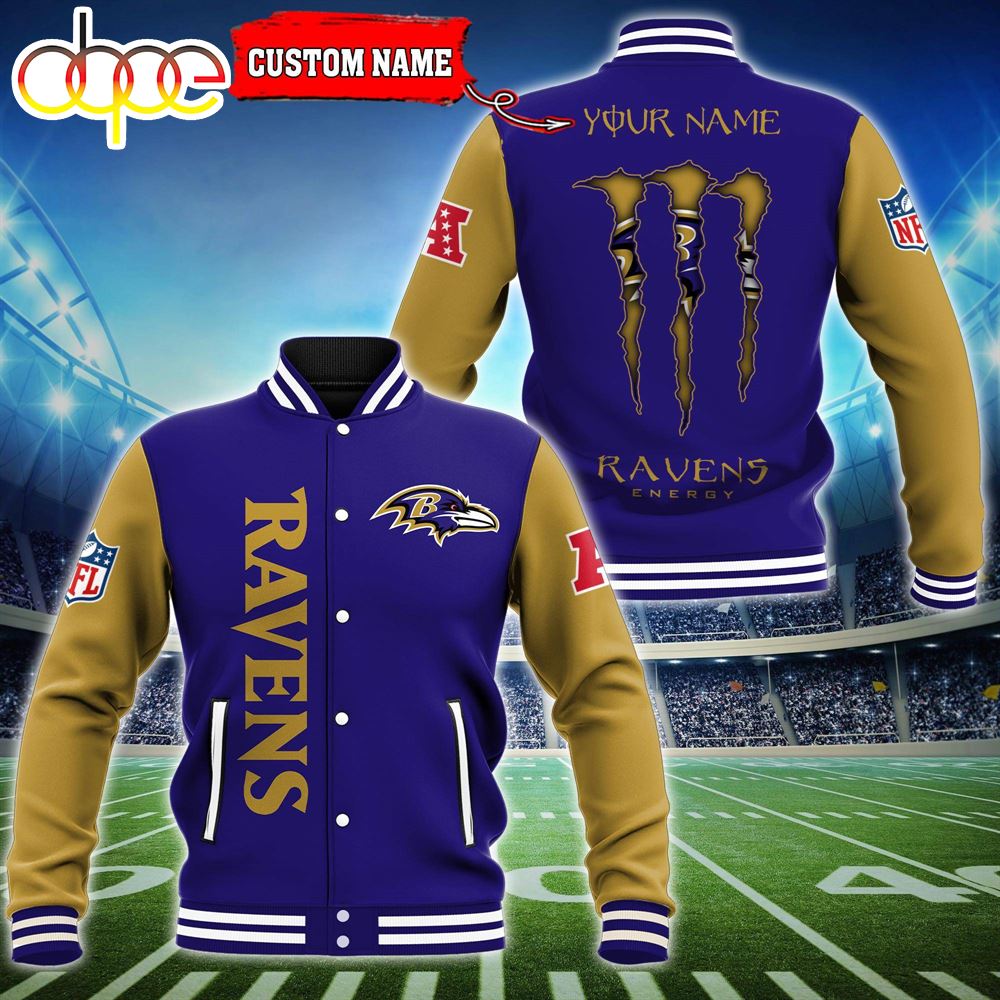 Custom Name - Baltimore Ravens Baseball Jacket For Fan