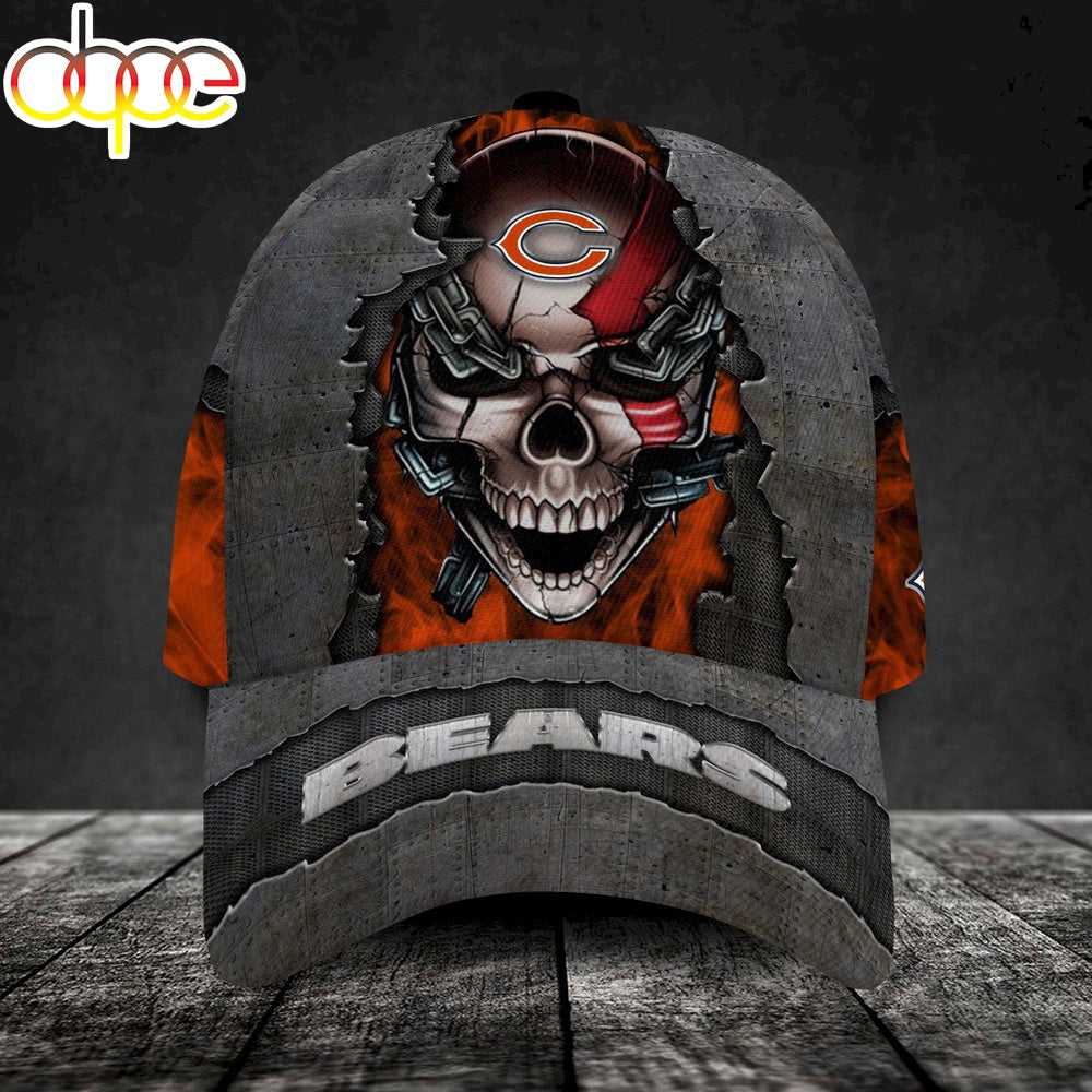 Custom Name Chicago Bears NFL Skull Chain Baseball Classic Cap