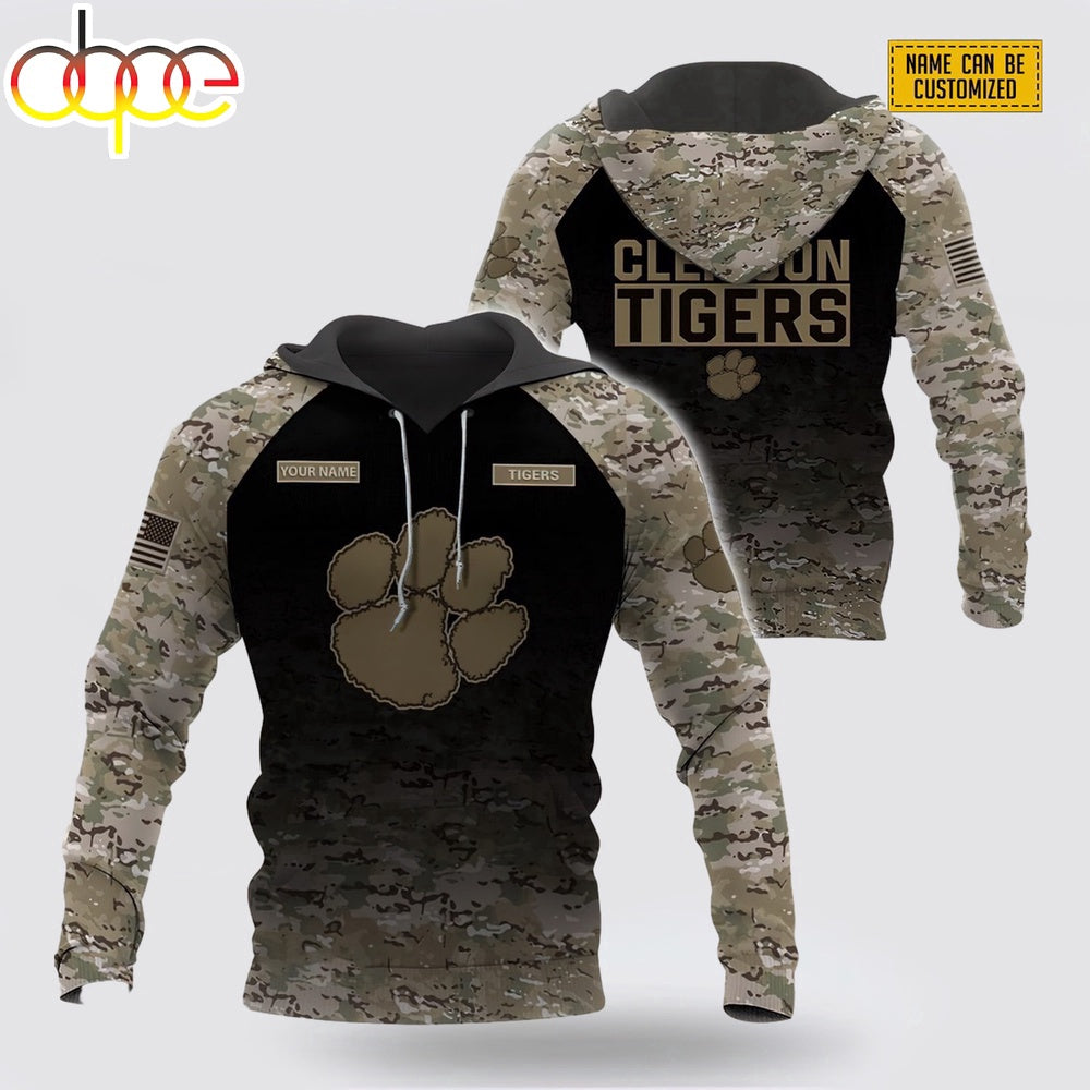 Custom Name Clemson Tigers NCAA All Over Print Hoodie Shirt