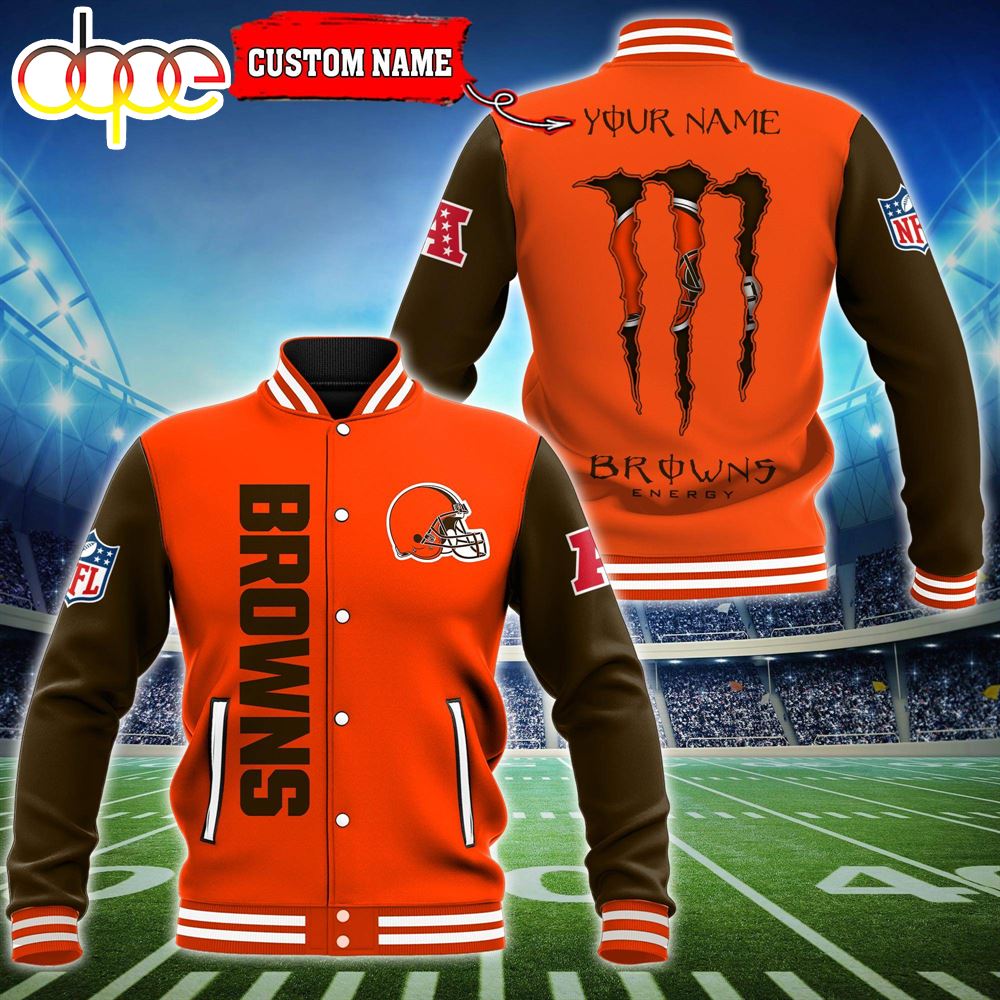 Custom Name - Cleveland Browns Baseball Jacket For Fan