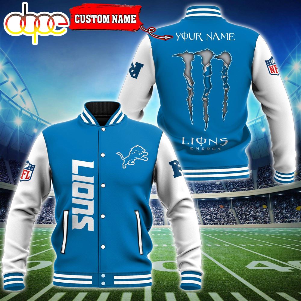 Custom Name - Detroit Lions Baseball Jacket For Fan