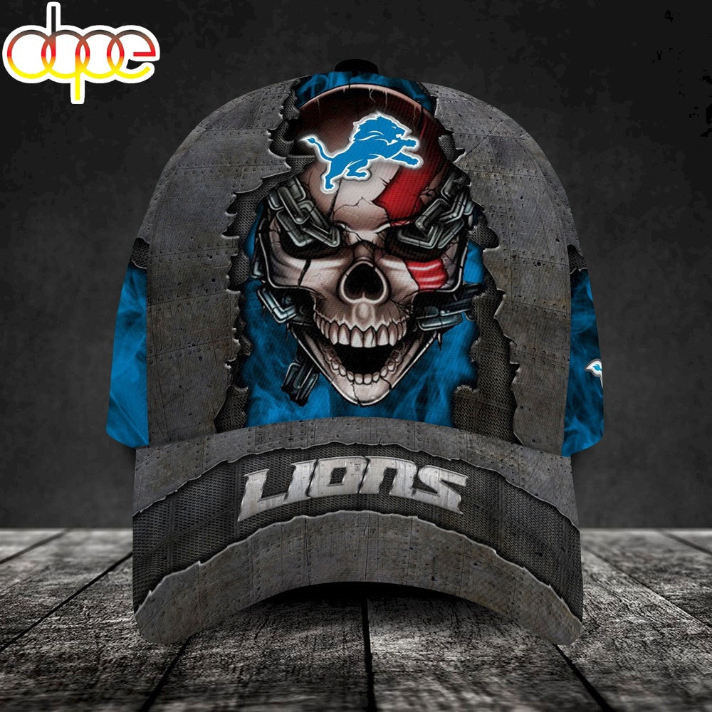 Custom Name Detroit Lions NFL Skull Chain Baseball Classic Cap