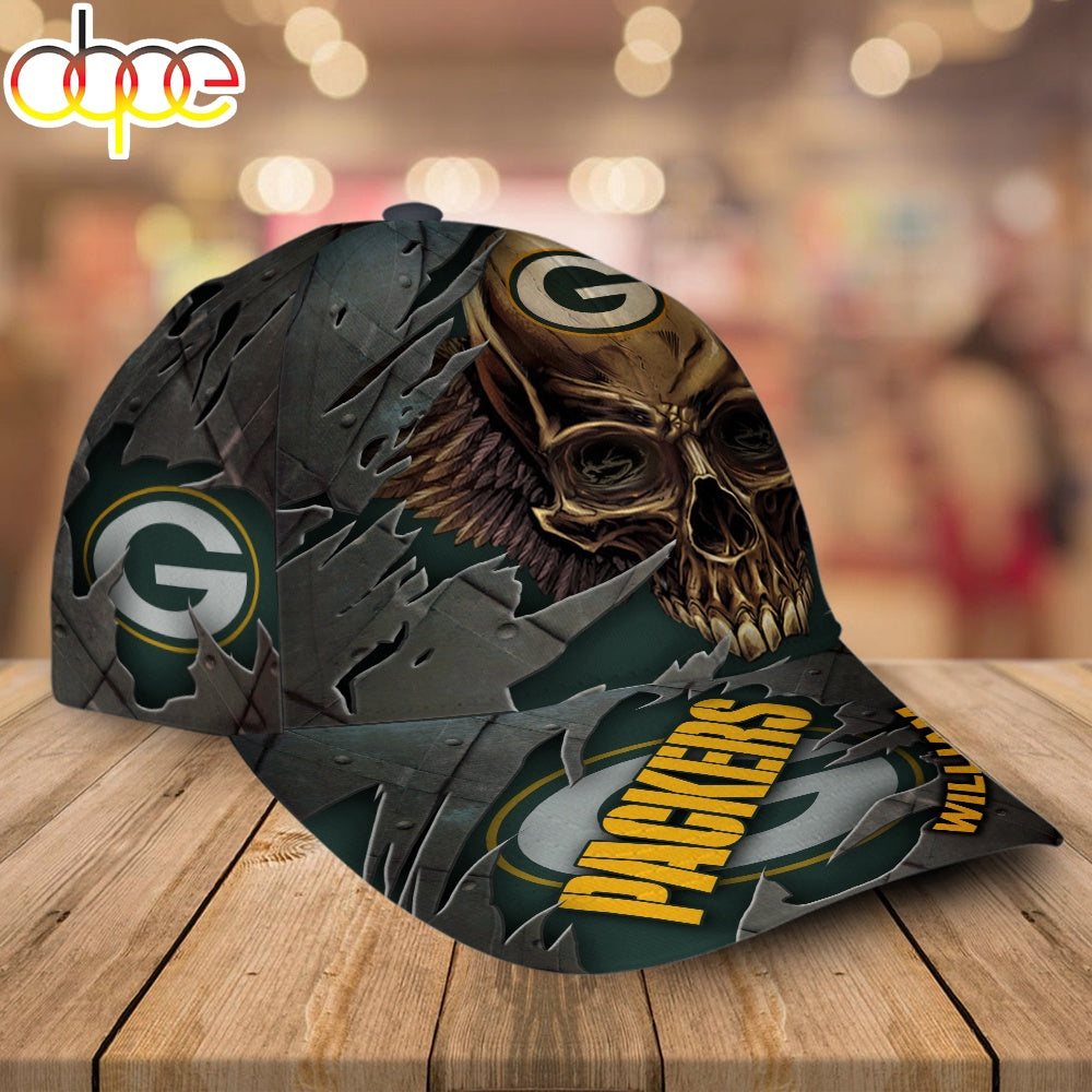 Custom Name Green Bay Packers NFL Skull Baseball Cap