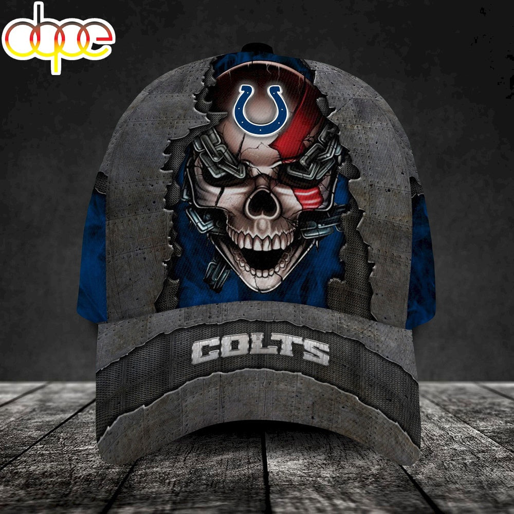 Custom Name Indianapolis Colts NFL Skull Chain Baseball Classic Cap
