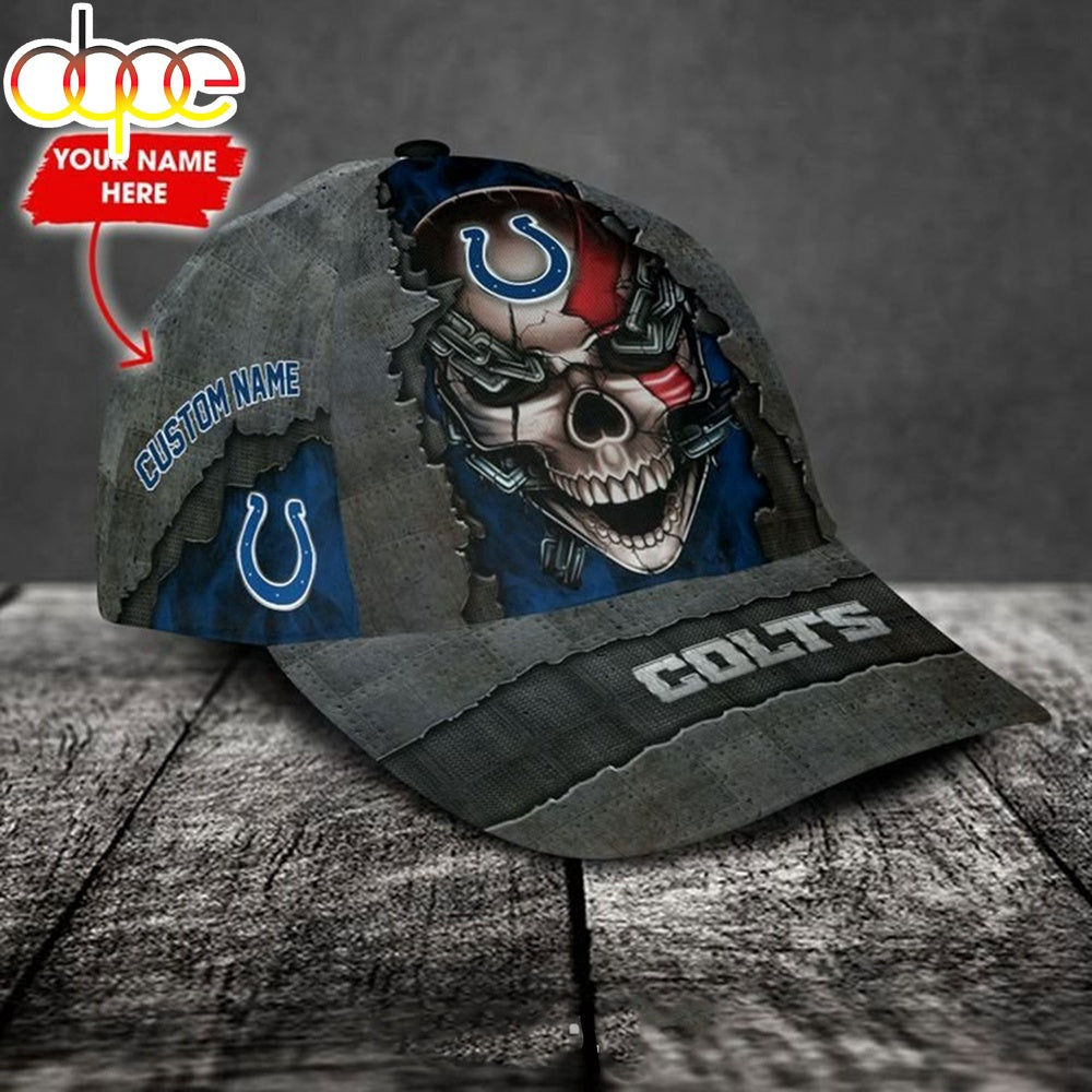Custom Name Indianapolis Colts NFL Skull Chain Baseball Classic Cap