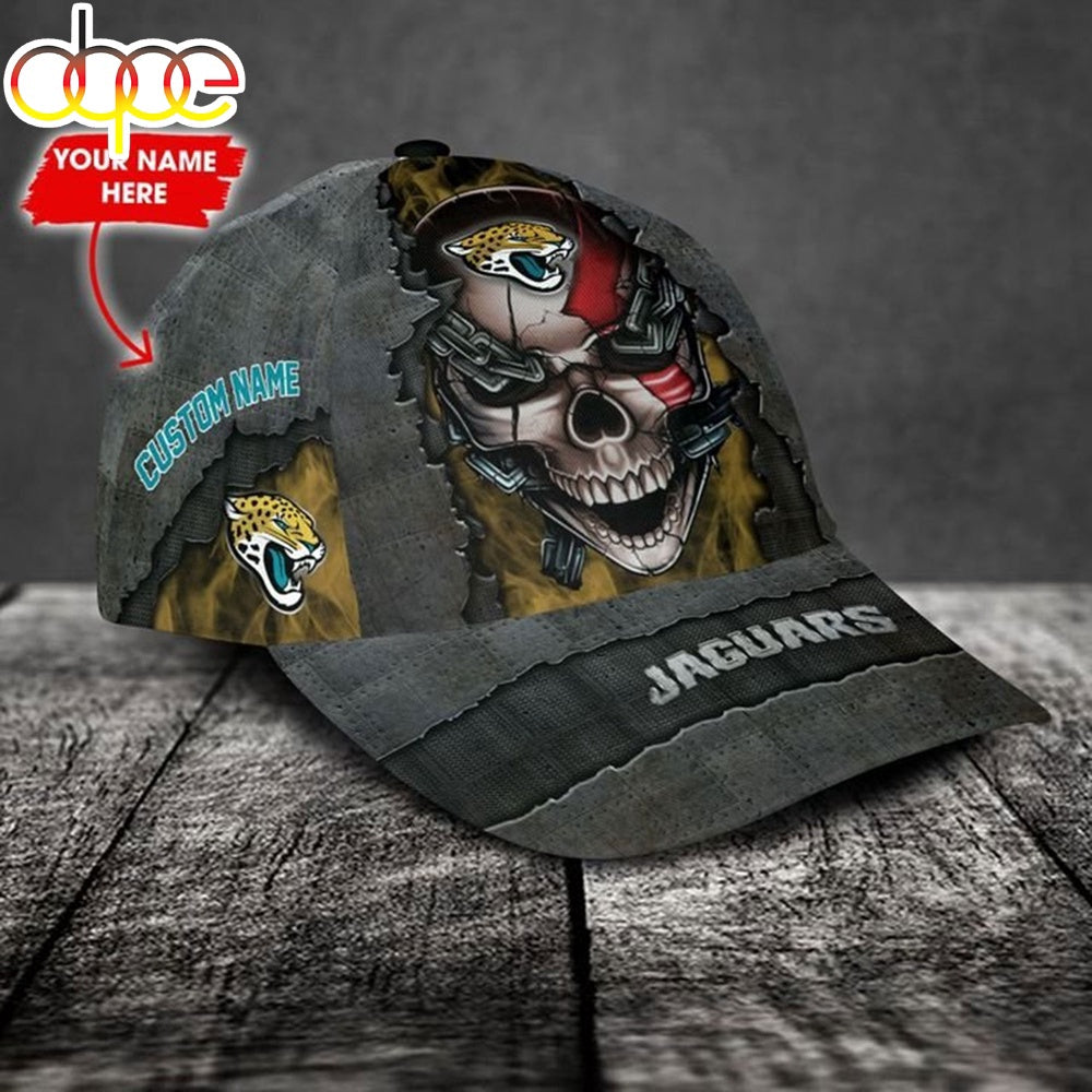 Custom Name Jacksonville Jaguars NFL Skull Chain Baseball Classic Cap
