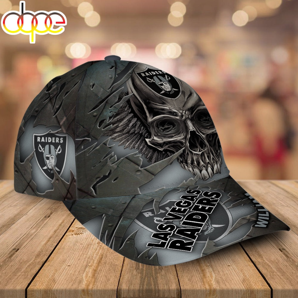 Custom Name Las Vegas Raiders NFL Skull Baseball Cap