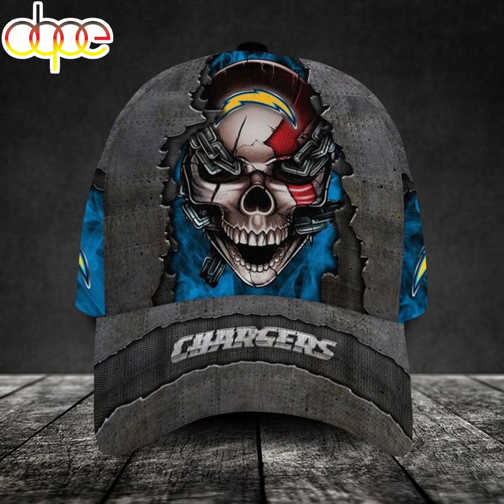 Custom Name Los Angeles Chargers NFL Skull Chain Baseball Classic Cap