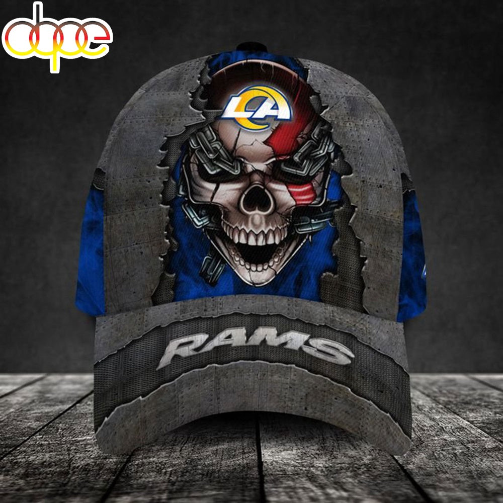 Custom Name Los Angeles Rams NFL Skull Chain Baseball Classic Cap