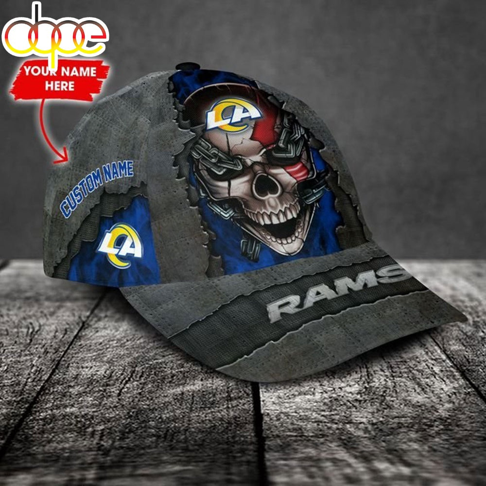 Custom Name Los Angeles Rams NFL Skull Chain Baseball Classic Cap