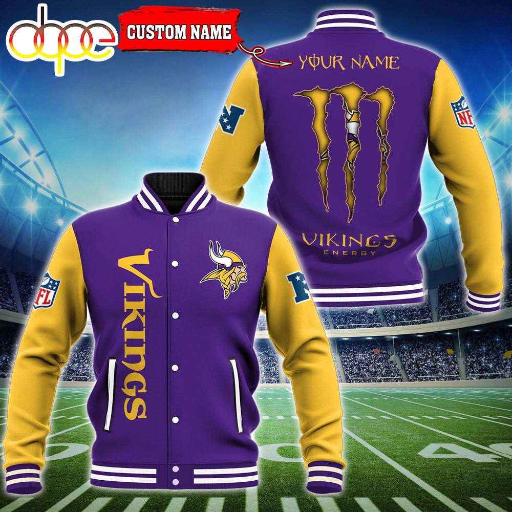 Custom Name - Minnesota Vikings Baseball Jacket For Fan