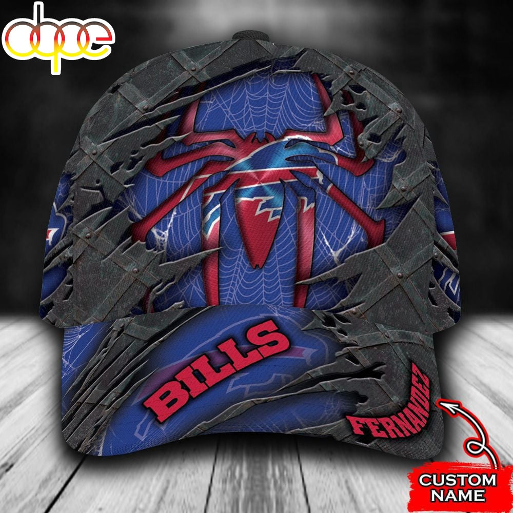 Custom Name NFL Buffalo Bills Spider Man Marvel All Over Print - Blue 3D Classic Cap