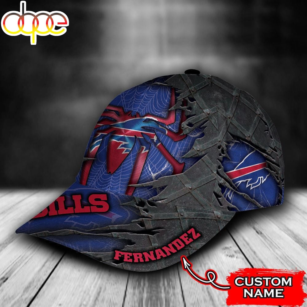 Custom Name NFL Buffalo Bills Spider Man Marvel All Over Print - Blue 3D Classic Cap