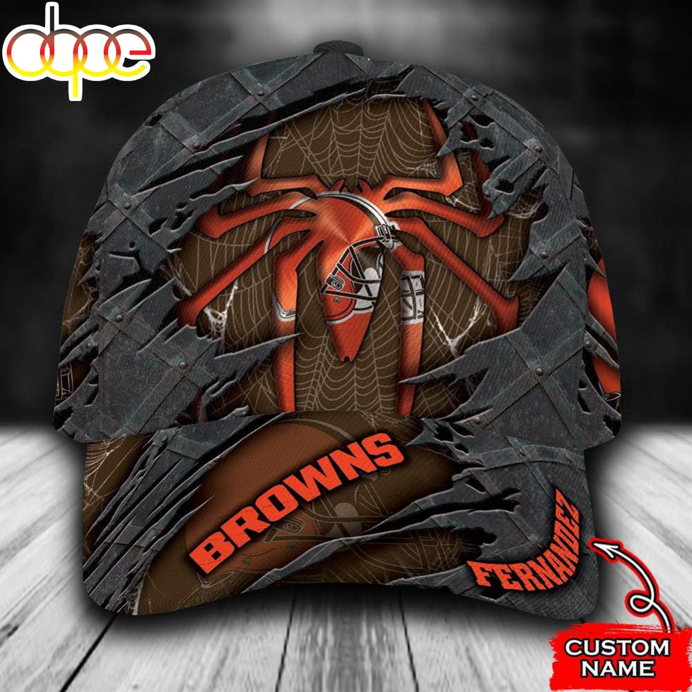 Custom Name NFL Cleveland Browns Spider Man All Over Print 3D Classic Cap