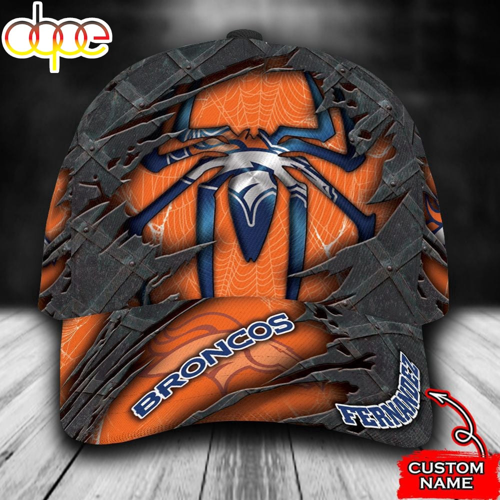 Custom Name NFL Denver Broncos Spider Man All Over Print - Orange 3D Classic Cap