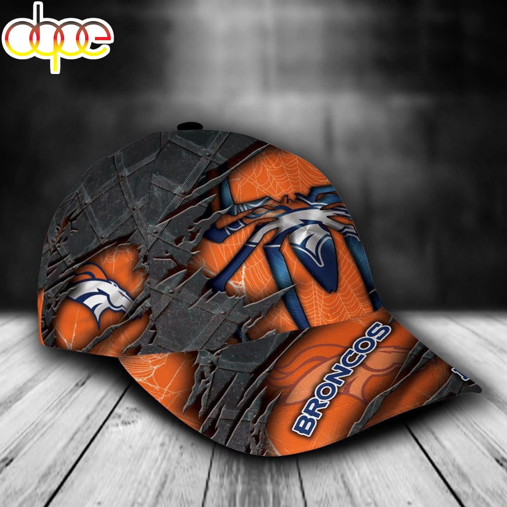 Custom Name NFL Denver Broncos Spider Man All Over Print - Orange 3D Classic Cap
