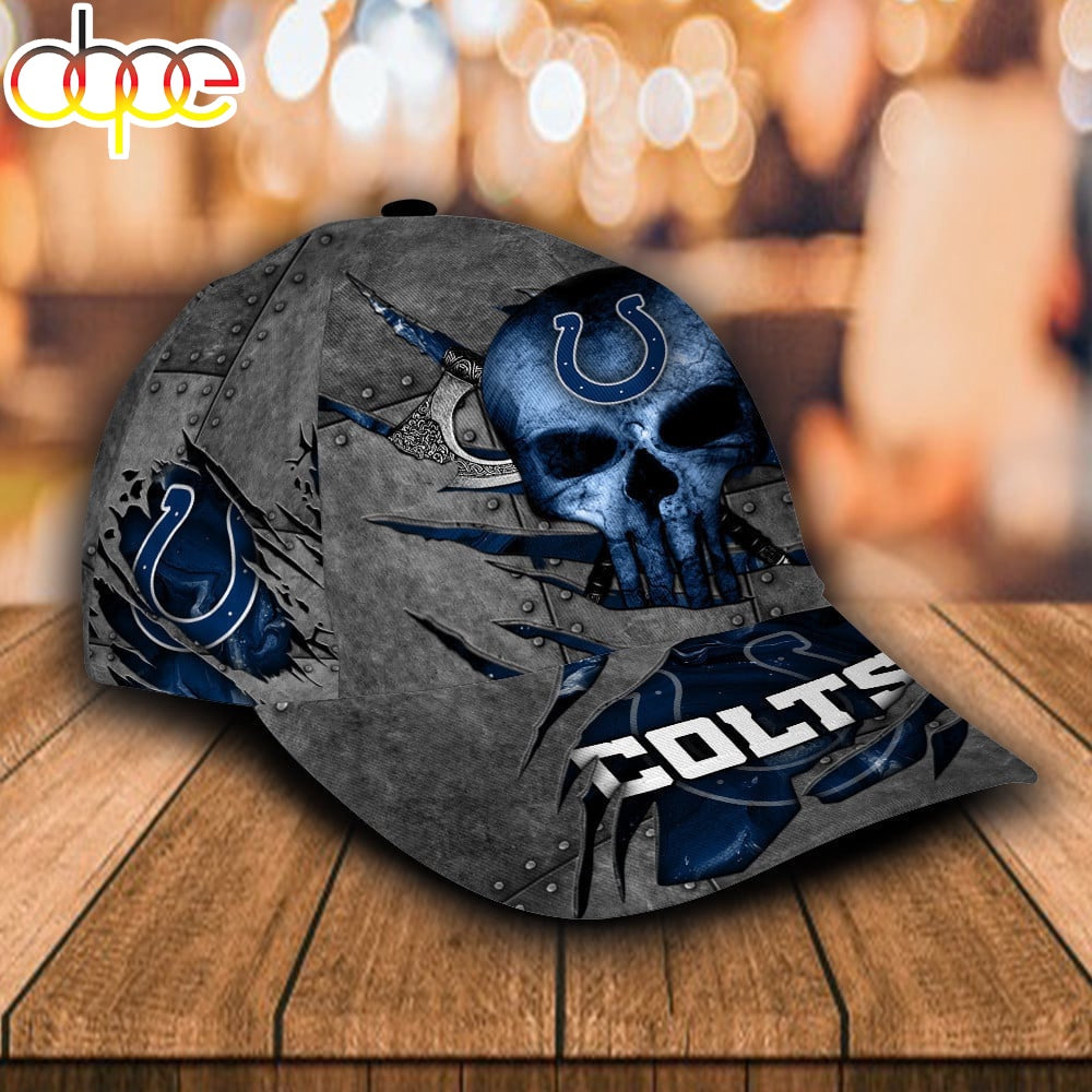 Custom Name NFL Indianapolis Colts The Punisher Skull All Over Print 3D Classic Cap