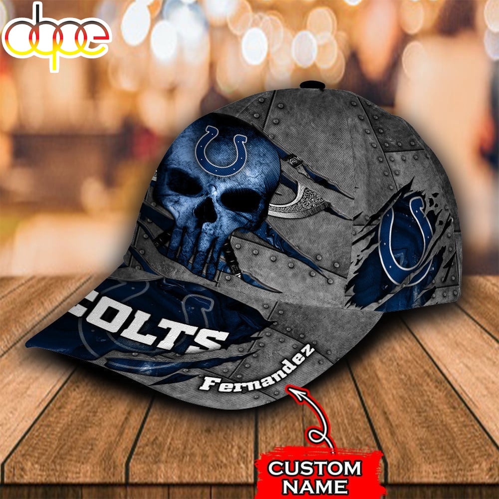 Custom Name NFL Indianapolis Colts The Punisher Skull All Over Print 3D Classic Cap