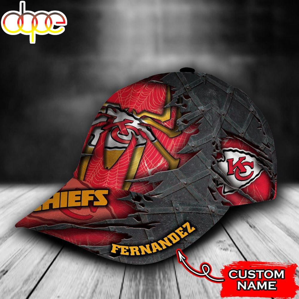 Custom Name NFL Kansas City Chiefs Spider Man All Over Print 3D Classic Cap