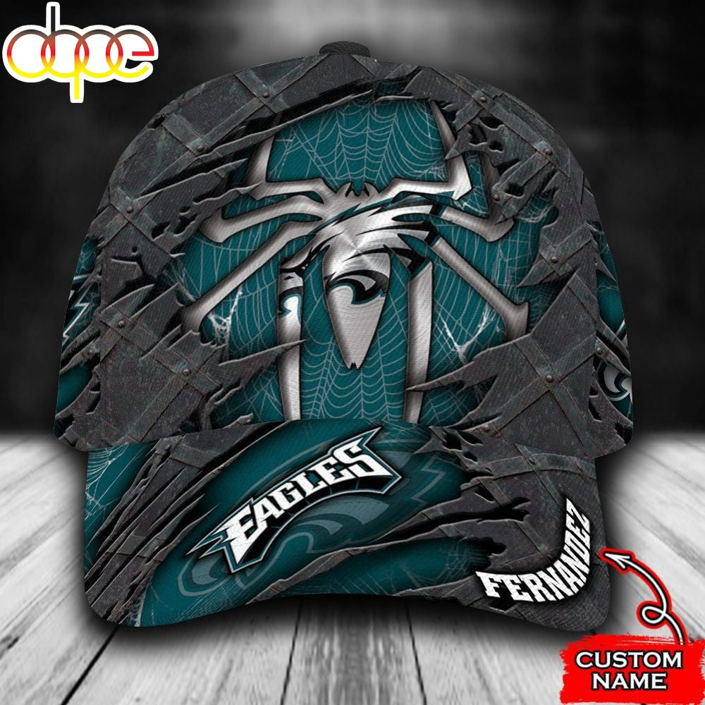 Custom Name NFL Philadelphia Eagles Spider Man All Over Print 3D Classic Cap