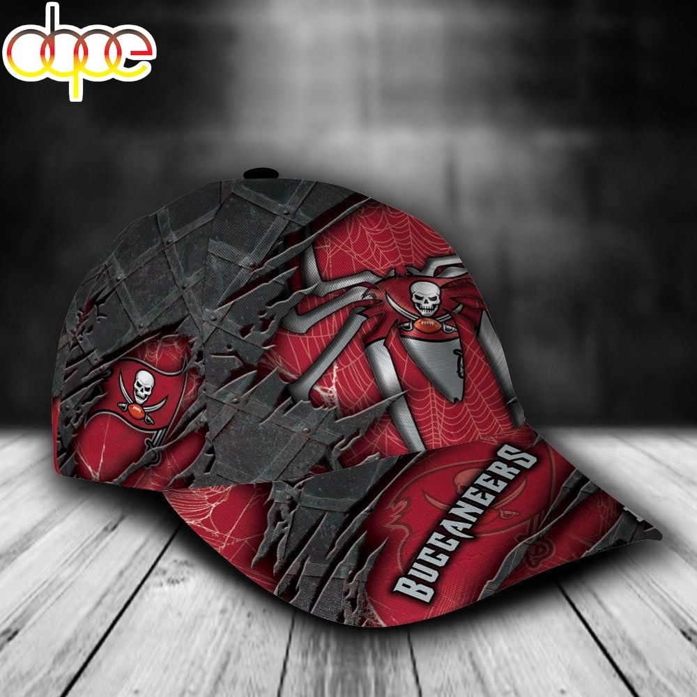 Custom Name NFL Tampa Bay Buccaneers Spider Web Rivet Pattern All Over Print 3D Classic Cap
