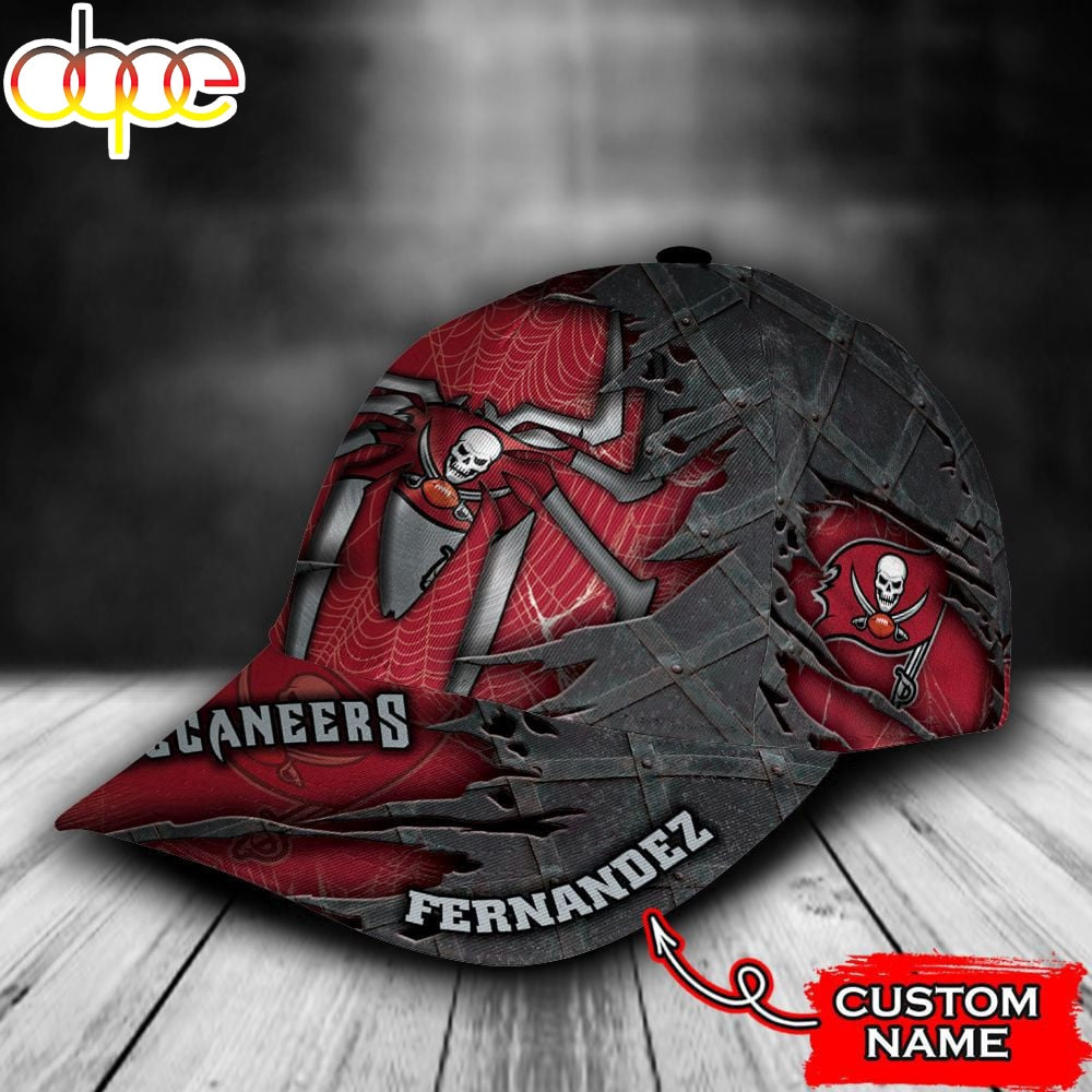 Custom Name NFL Tampa Bay Buccaneers Spider Web Rivet Pattern All Over Print 3D Classic Cap