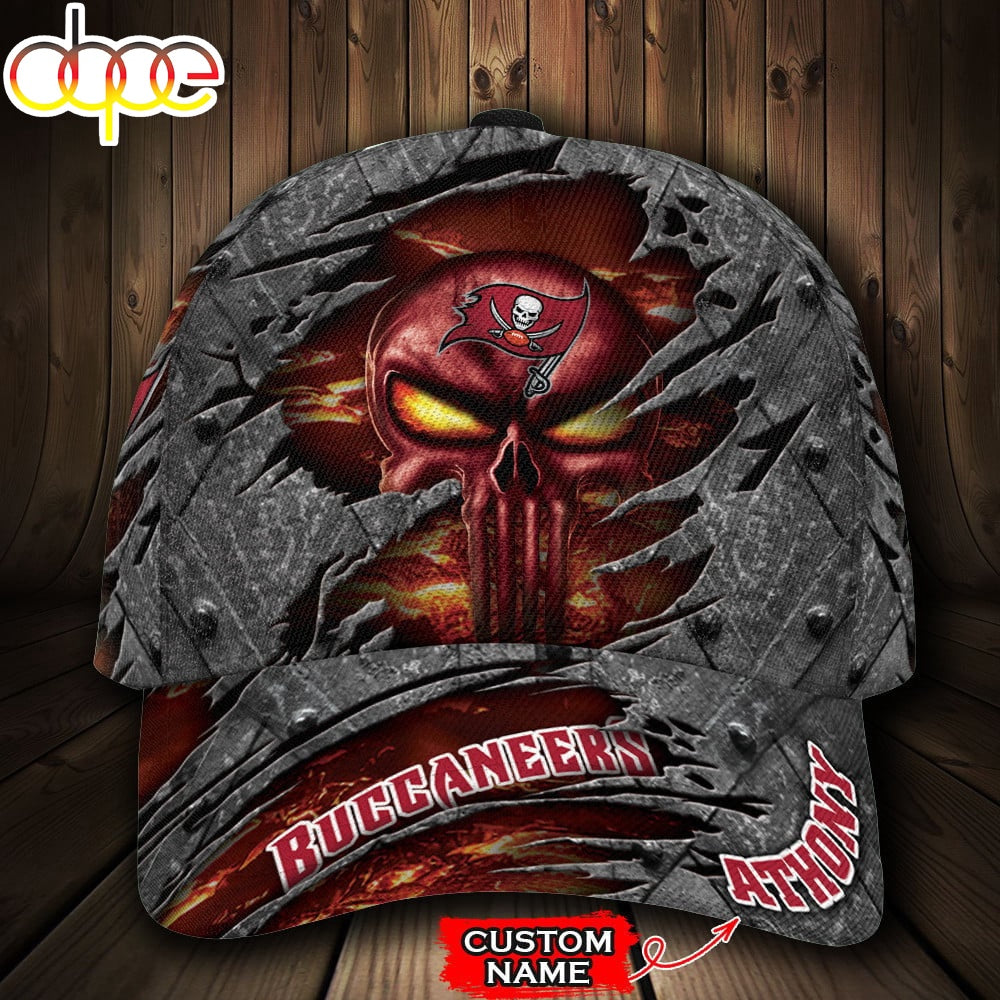 Custom Name NFL Tampa Bay Buccaneers The Punisher Skull All Over Print 3D Classic Cap