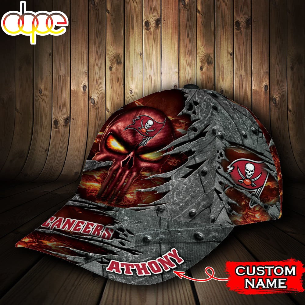 Custom Name NFL Tampa Bay Buccaneers The Punisher Skull All Over Print 3D Classic Cap