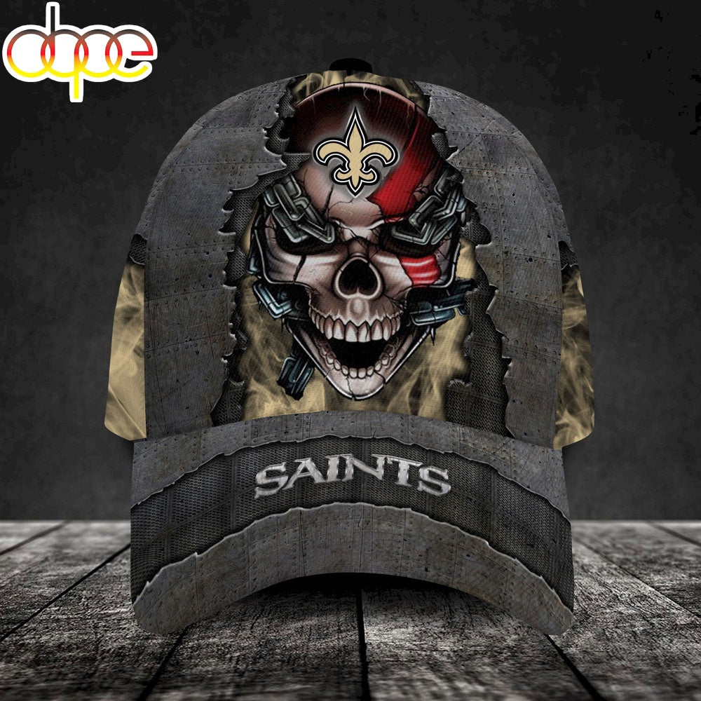 Custom Name New Orleans Saints NFL Skull Chain Baseball Classic Cap