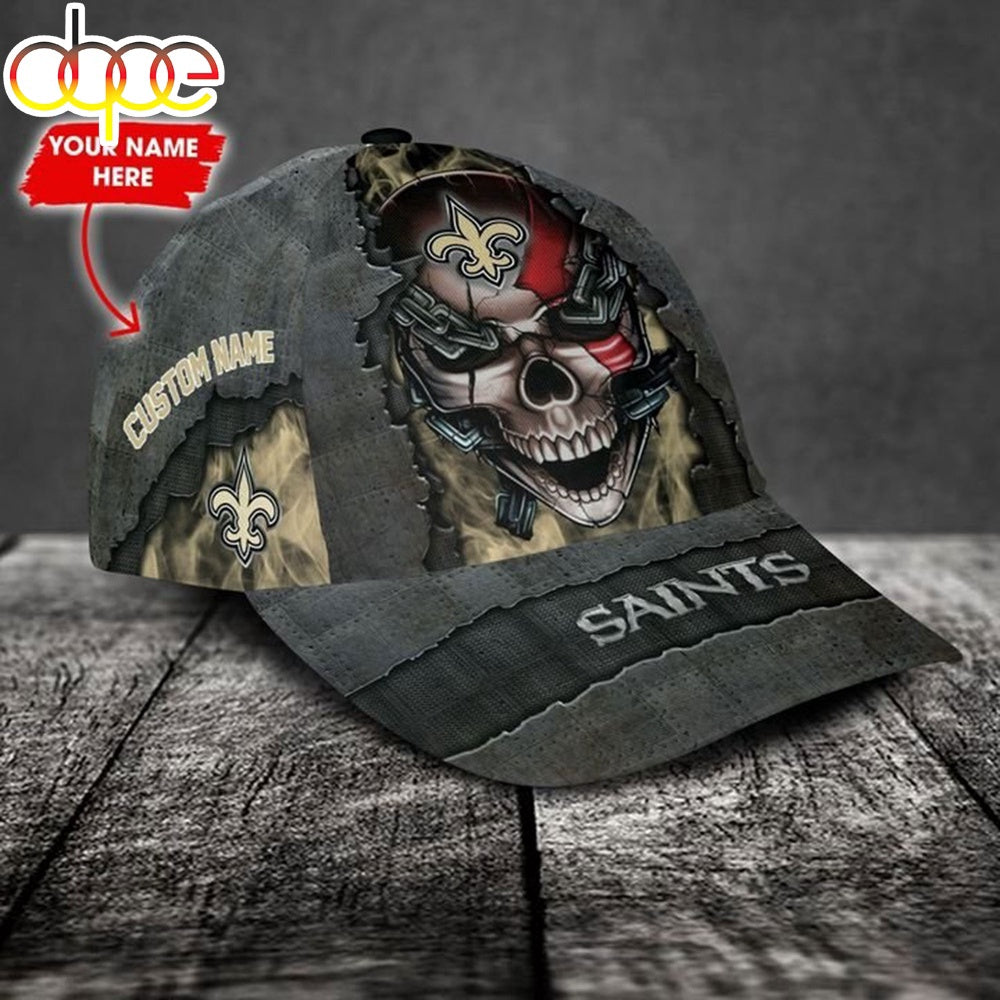 Custom Name New Orleans Saints NFL Skull Chain Baseball Classic Cap