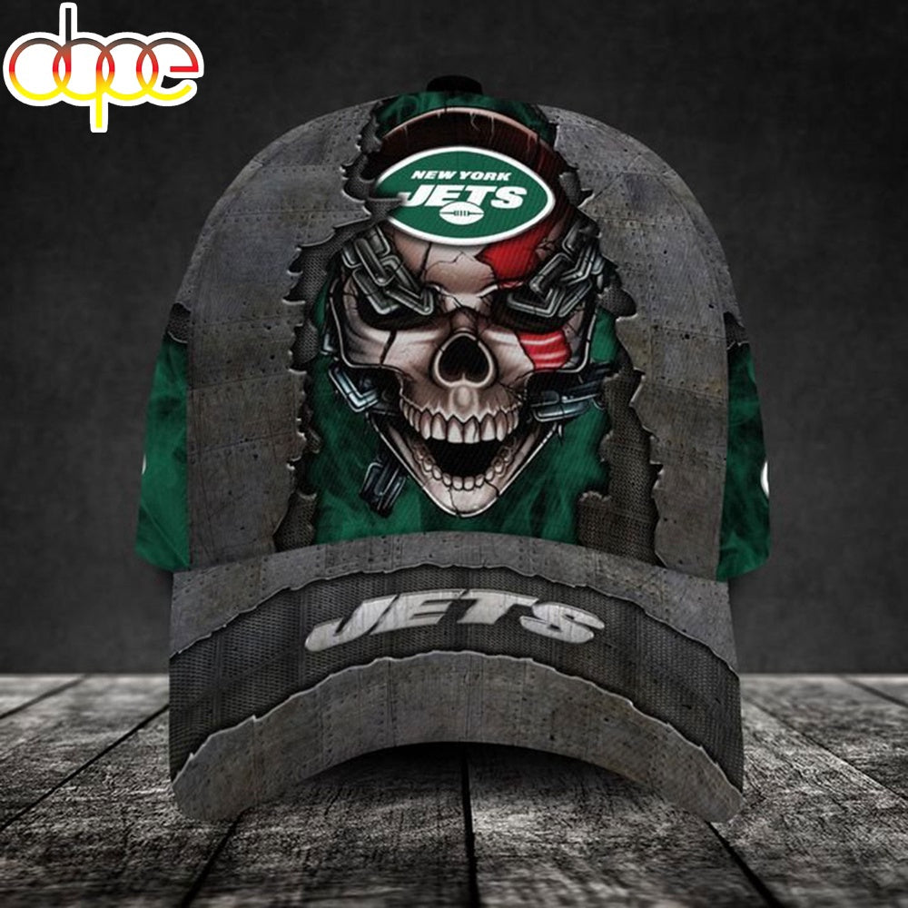 Custom Name New York Jets NFL Skull Chain Baseball Classic Cap