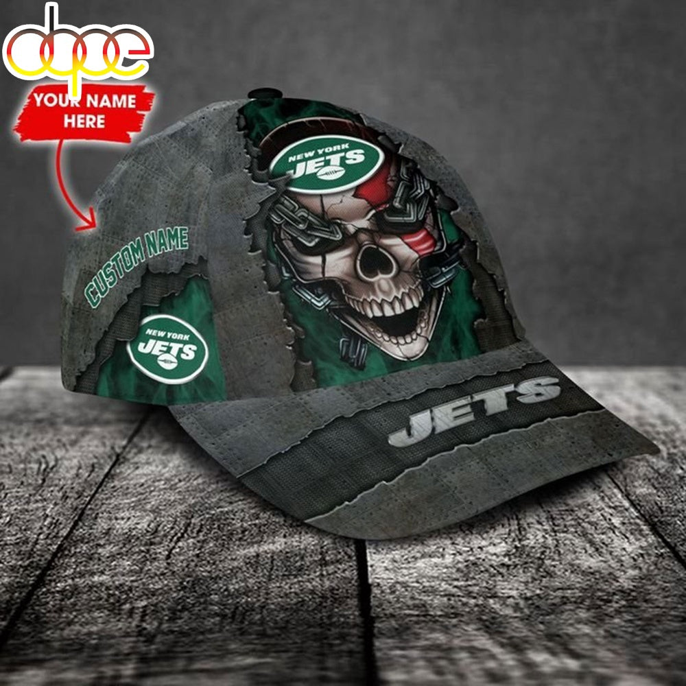Custom Name New York Jets NFL Skull Chain Baseball Classic Cap
