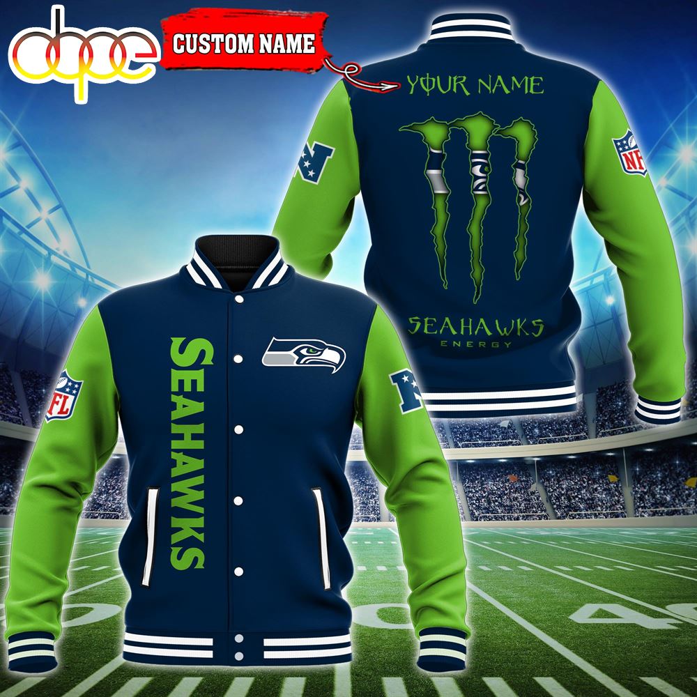 Custom Name - Seattle Seahawks Baseball Jacket For Fan