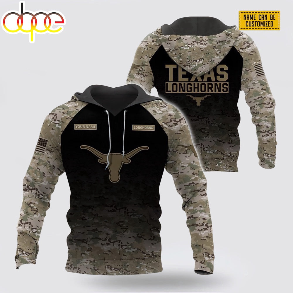 Custom Name Texas Longhorns NCAA All Over Print Hoodie Shirt