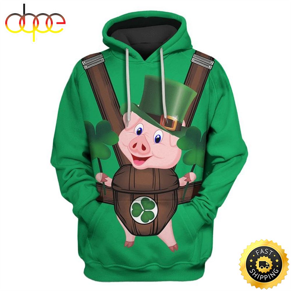 Cute Pig Saint Patricks Day Happy Patrick's Day 3d Hoodie All Over Print Shirt
