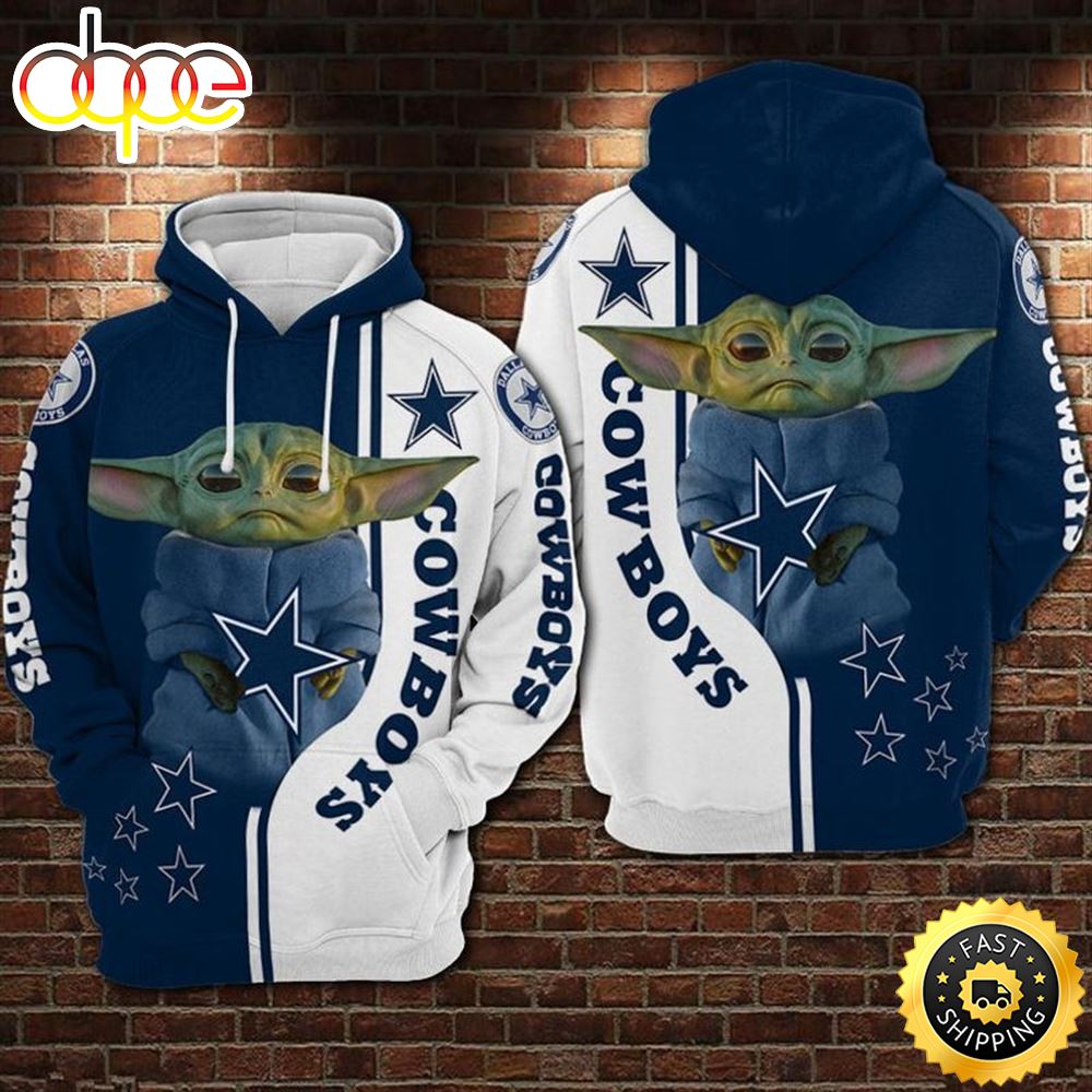 Dallas Cowboys Baby Yoda 3d Hoodie All Over Print Dallas Cowboys Gifts For Her