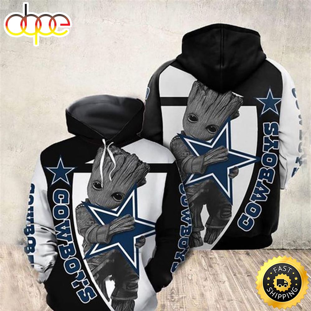 Dallas Cowboys Groot 3d Hoodie All Over Print Cool Dallas Cowboys Gifts